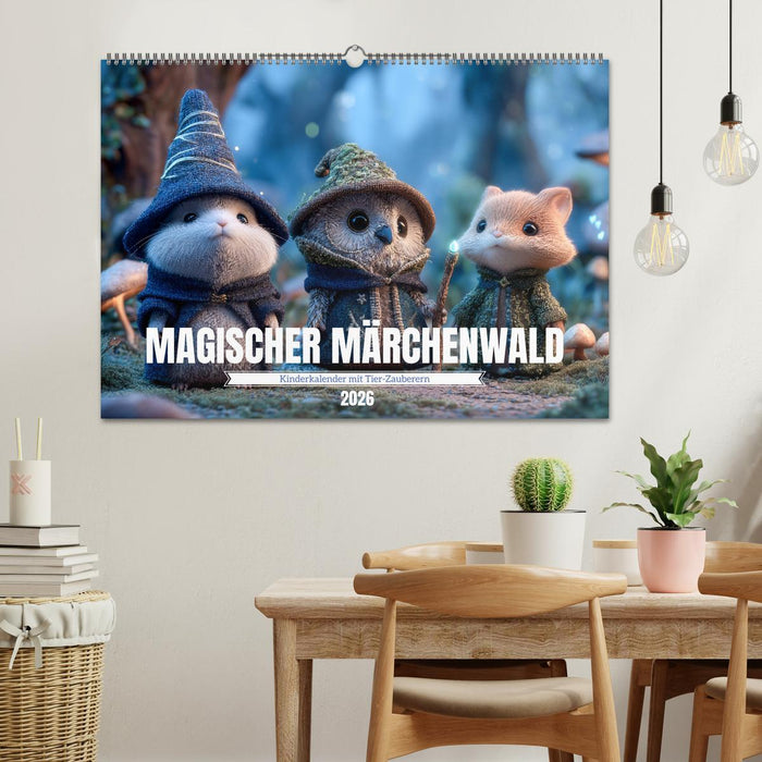 Magischer Märchenwald - Kinderkalender mit Tier-Zauberern (CALVENDO Wandkalender 2026)