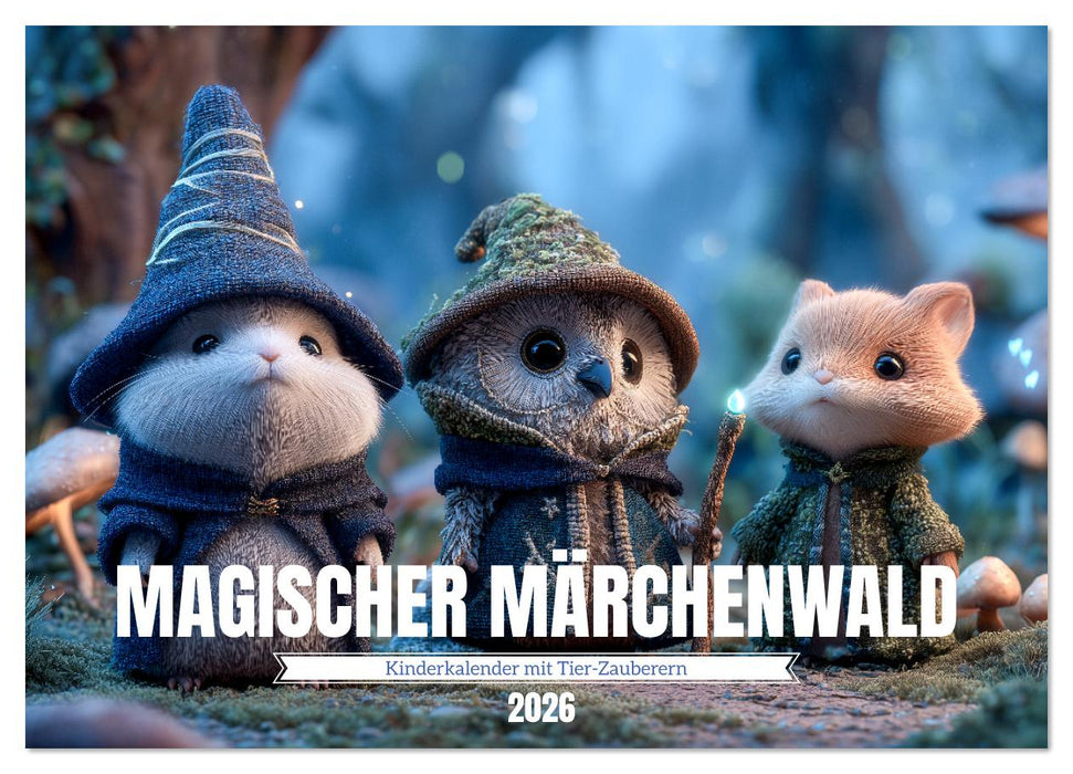Magischer Märchenwald - Kinderkalender mit Tier-Zauberern (CALVENDO Wandkalender 2026)