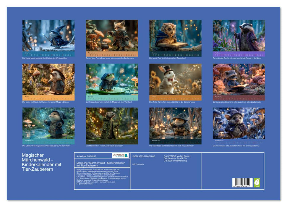 Magischer Märchenwald - Kinderkalender mit Tier-Zauberern (CALVENDO Wandkalender 2026)