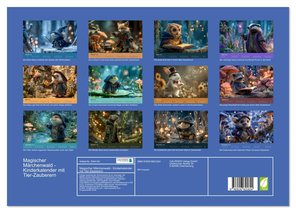 Magischer Märchenwald - Kinderkalender mit Tier-Zauberern (CALVENDO Premium Wandkalender 2026)