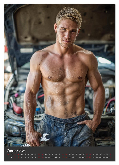 Schrauberträume - Sexy Männer zwischen Motoren und Öl (CALVENDO Wandkalender 2026)