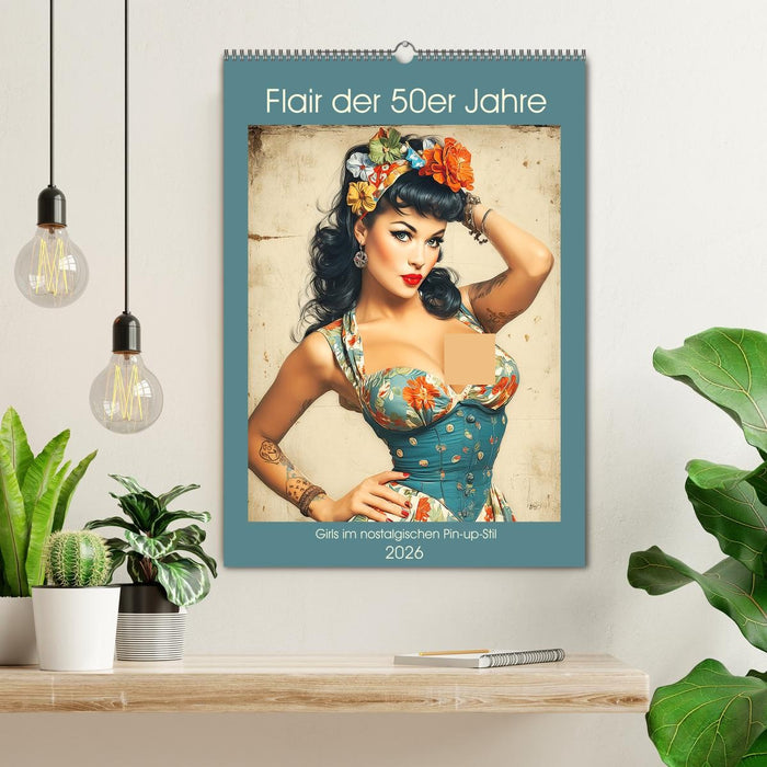 Flair der 50er Jahre. Girls im nostalgischen Pin-up-Stil (CALVENDO Wandkalender 2026)