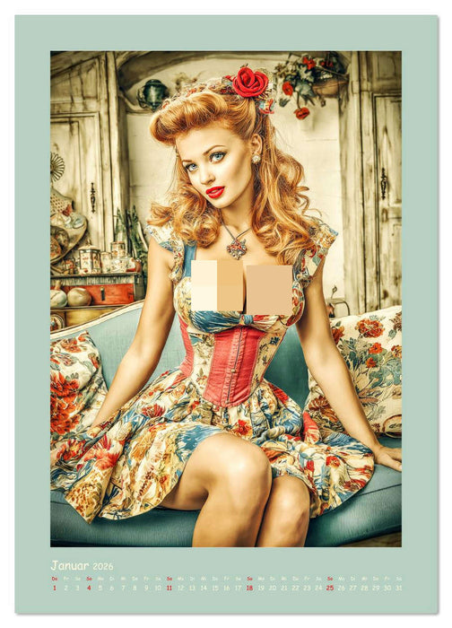 Flair der 50er Jahre. Girls im nostalgischen Pin-up-Stil (CALVENDO Premium Wandkalender 2026)