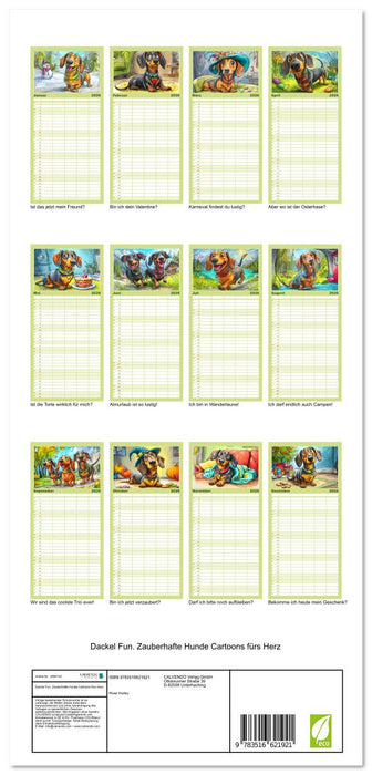 Dackel Fun. Zauberhafte Hunde Cartoons fürs Herz (CALVENDO Familienplaner 2026)