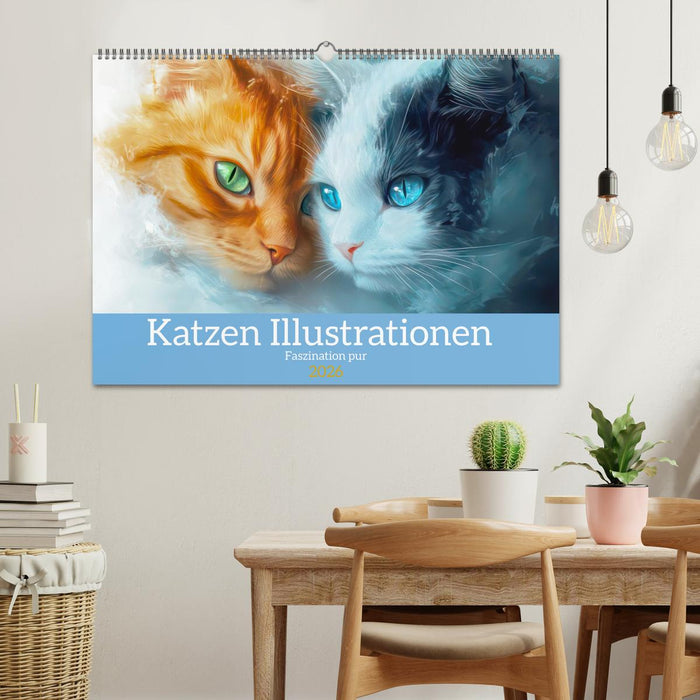 Katzen Illustrationen - Faszination pur (CALVENDO Wandkalender 2026)