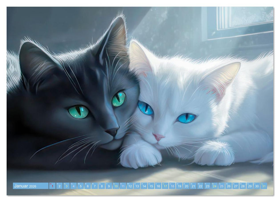 Katzen Illustrationen - Faszination pur (CALVENDO Wandkalender 2026)