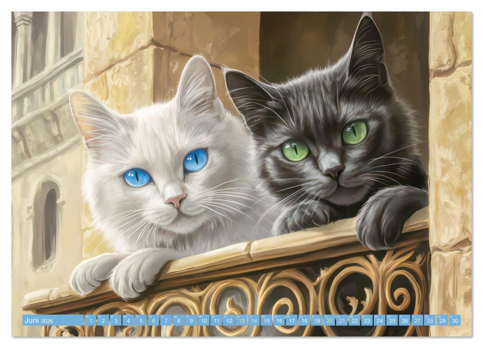 Katzen Illustrationen - Faszination pur (CALVENDO Wandkalender 2026)