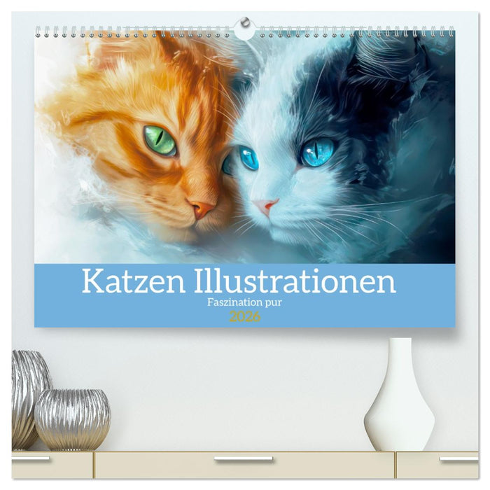 Katzen Illustrationen - Faszination pur (CALVENDO Premium Wandkalender 2026)