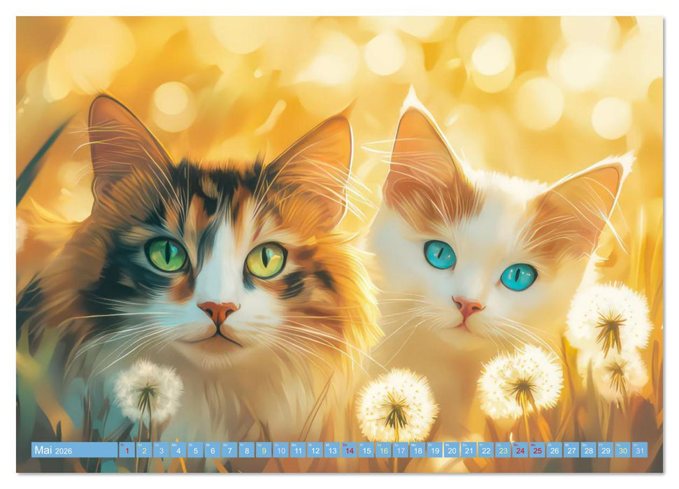 Katzen Illustrationen - Faszination pur (CALVENDO Premium Wandkalender 2026)
