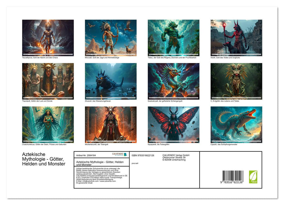 Aztekische Mythologie - Götter, Helden und Monster (CALVENDO Premium Wandkalender 2026)
