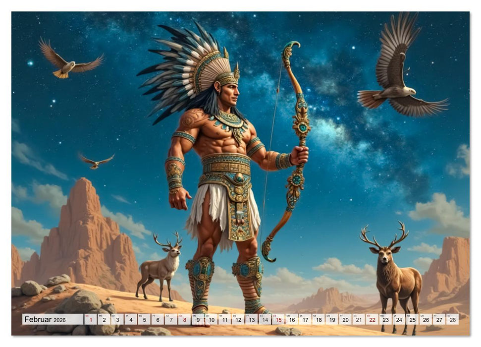 Aztekische Mythologie - Götter, Helden und Monster (CALVENDO Premium Wandkalender 2026)