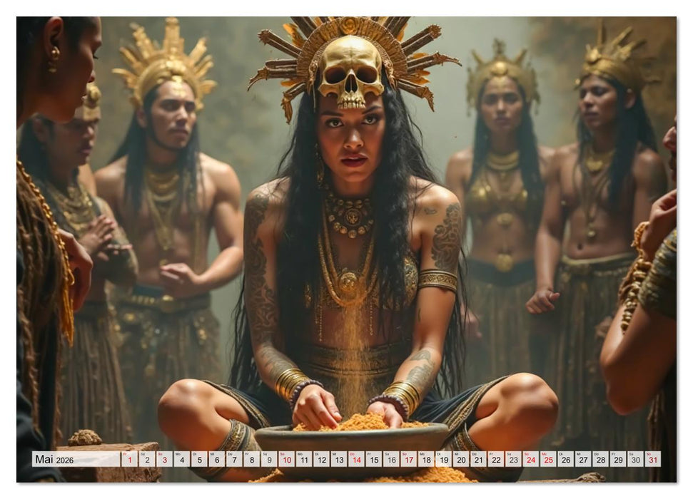 Aztekische Mythologie - Götter, Helden und Monster (CALVENDO Premium Wandkalender 2026)