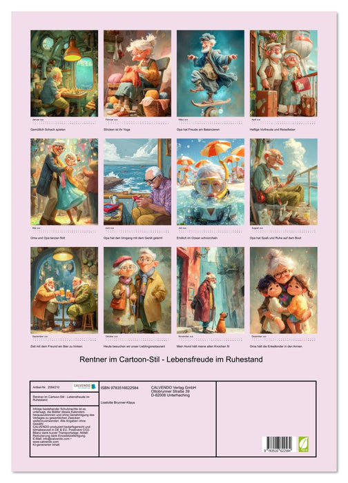 Rentner im Cartoon-Stil - Lebensfreude im Ruhestand (CALVENDO Wandkalender 2026)