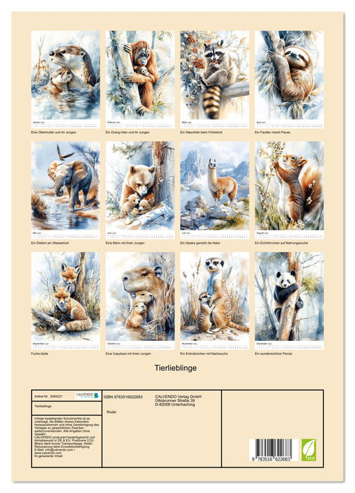 Tierlieblinge (CALVENDO Premium Wandkalender 2026)