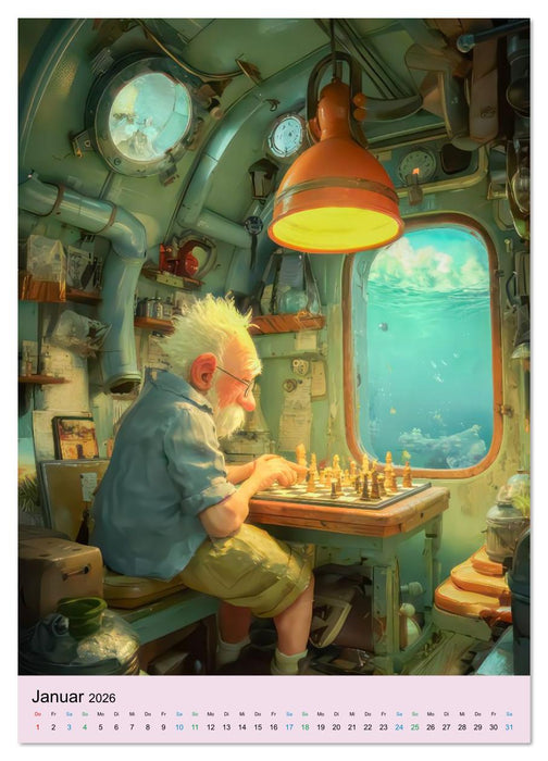 Rentner im Cartoon-Stil - Lebensfreude im Ruhestand (CALVENDO Premium Wandkalender 2026)