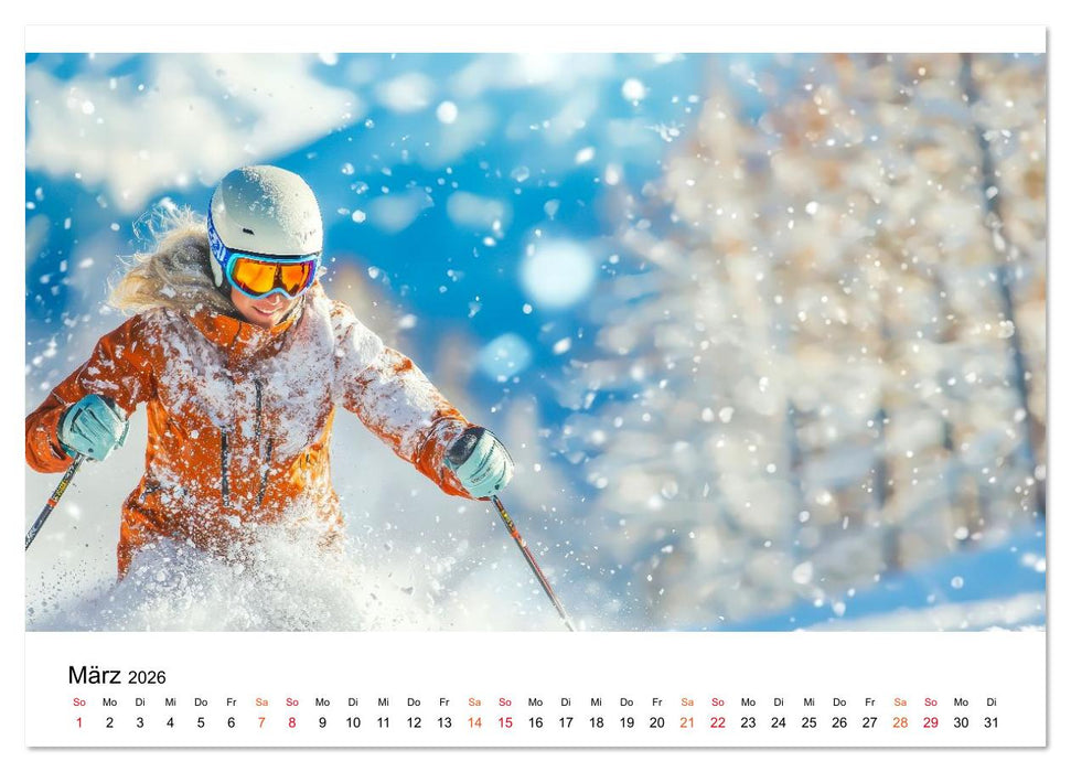 Skifahren - endlich Schnee (CALVENDO Wandkalender 2026)