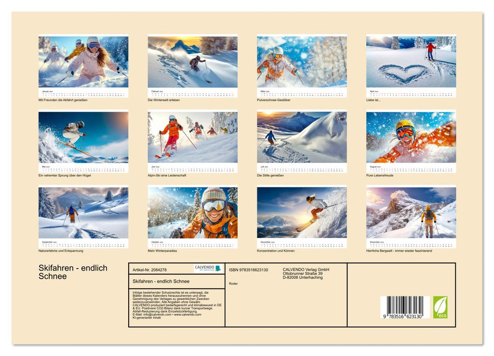 Skifahren - endlich Schnee (CALVENDO Premium Wandkalender 2026)