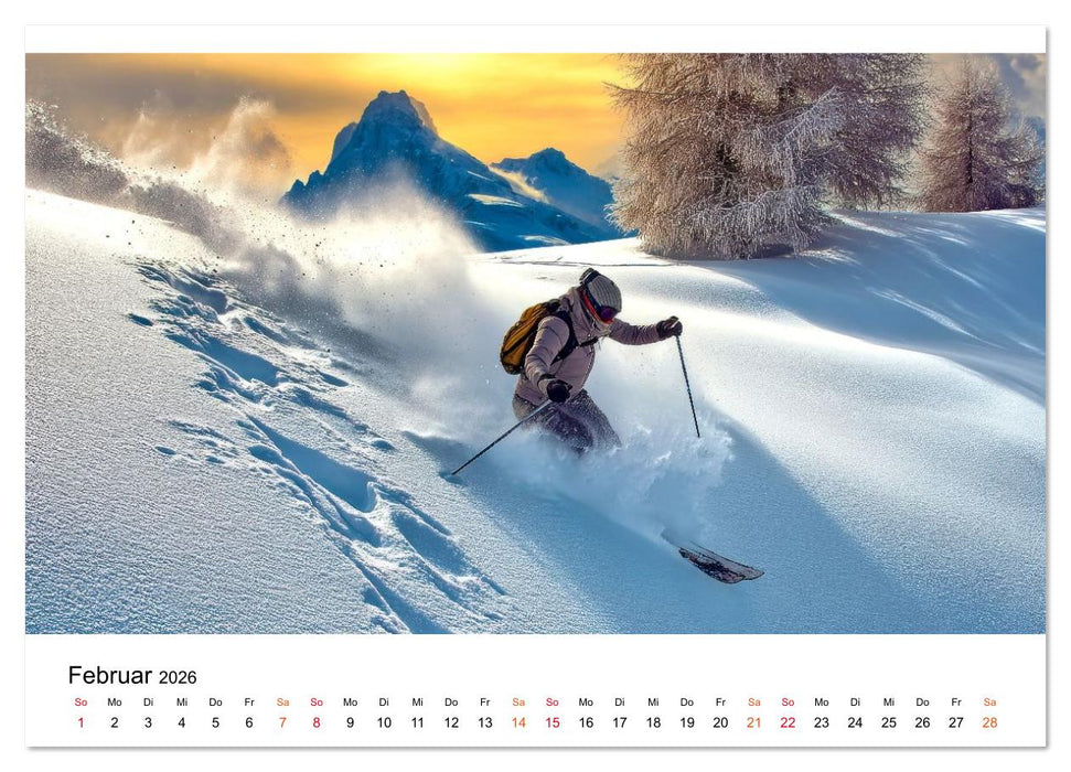 Skifahren - endlich Schnee (CALVENDO Premium Wandkalender 2026)