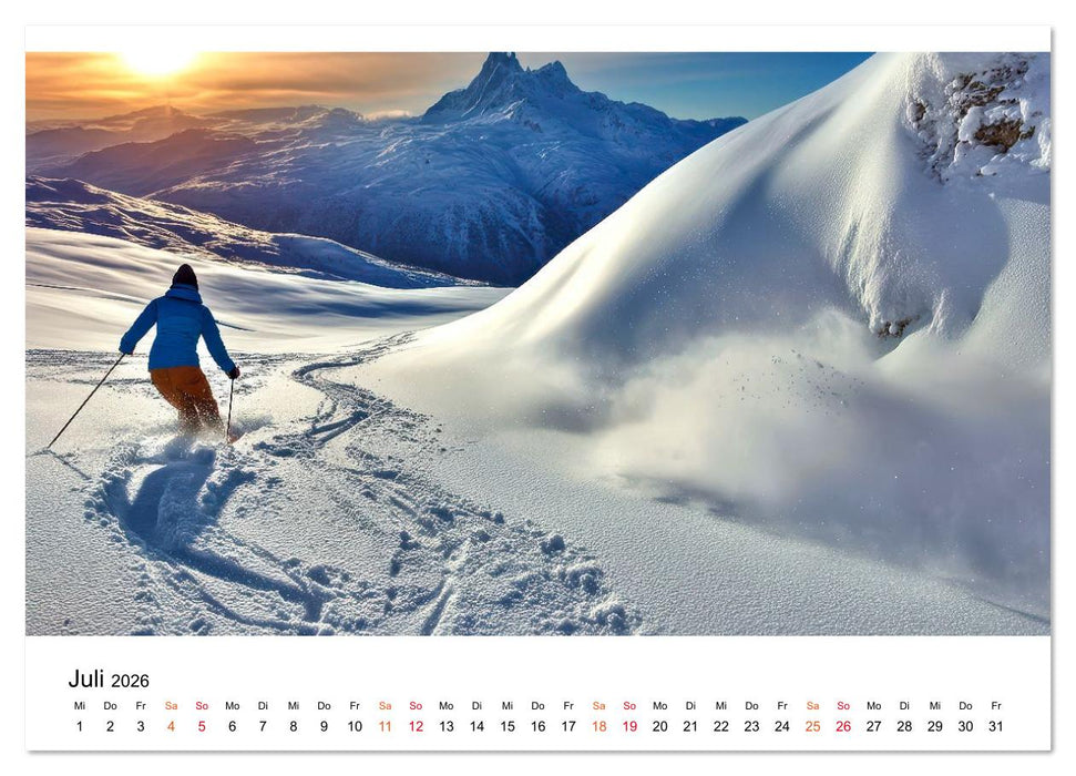 Skifahren - endlich Schnee (CALVENDO Premium Wandkalender 2026)