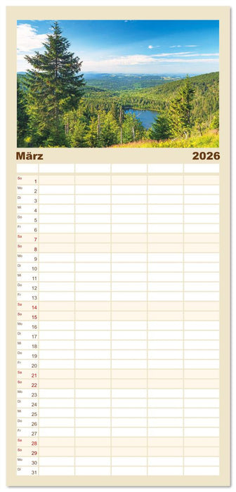 Arber, Rachel und Lusen: Der Hintere Bayerische Wald (CALVENDO Familienplaner 2026)