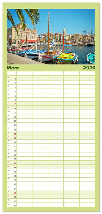 Lebendige Cote d'Azur: Die azurblaue Küste (CALVENDO Familienplaner 2026)