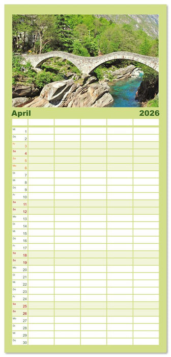 Wunderbares Tessin: Mediterranes Klima und italienisches Flair (CALVENDO Familienplaner 2026)