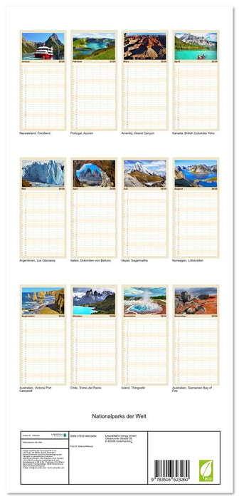 Nationalparks der Welt (CALVENDO Familienplaner 2026)