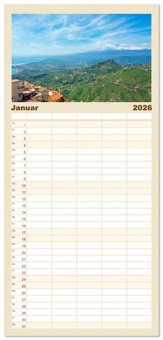 Schönes Sizilien: die Sonneninsel Italiens (CALVENDO Familienplaner 2026)