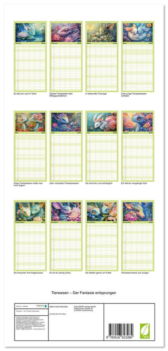 Tierwesen – Der Fantasie entsprungen (CALVENDO Familienplaner 2026)