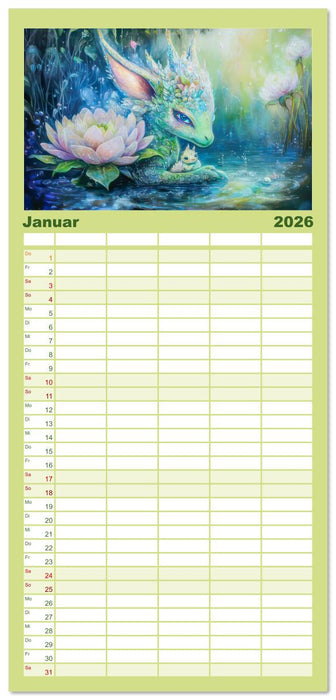 Tierwesen – Der Fantasie entsprungen (CALVENDO Familienplaner 2026)