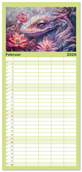 Tierwesen – Der Fantasie entsprungen (CALVENDO Familienplaner 2026)