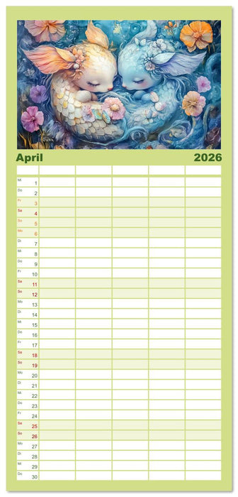 Tierwesen – Der Fantasie entsprungen (CALVENDO Familienplaner 2026)