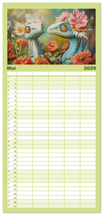 Tierwesen – Der Fantasie entsprungen (CALVENDO Familienplaner 2026)