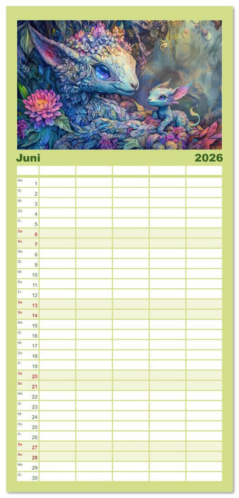 Tierwesen – Der Fantasie entsprungen (CALVENDO Familienplaner 2026)