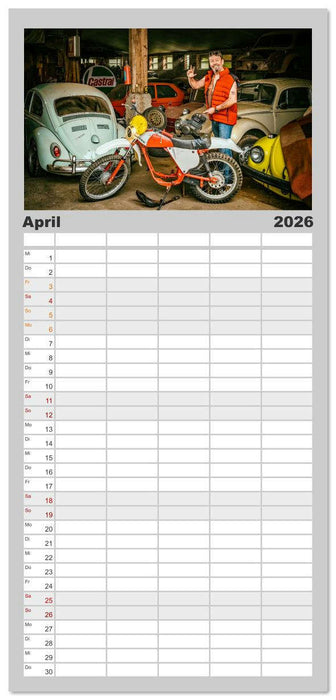 Echte Männer, coole Mopeds (CALVENDO Familienplaner 2026)