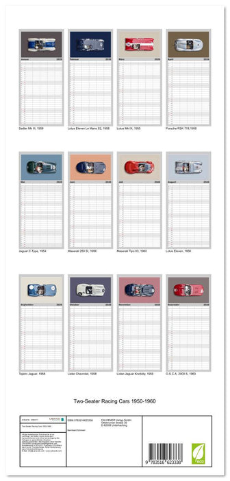 Two-Seater Racing Cars 1950-1960 (CALVENDO Familienplaner 2026)