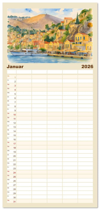 Zauberhafte griechische Inselwelt (CALVENDO Familienplaner 2026)