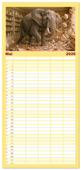 Tierische Redewendungen - Ein Kalender voller Sprüche und Sprachbilder (CALVENDO Familienplaner 2026)