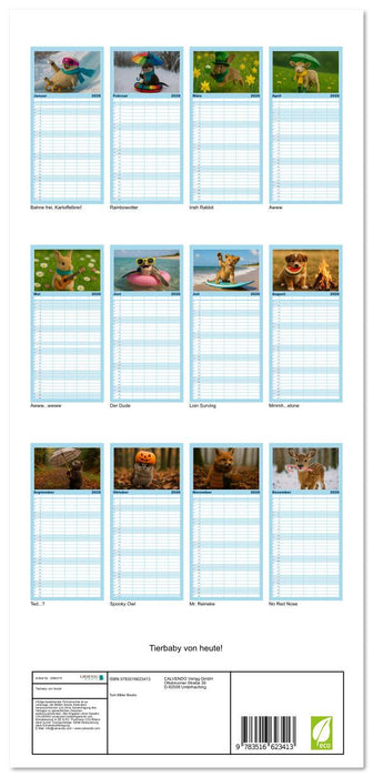 Tierbaby von heute! (CALVENDO Familienplaner 2026)
