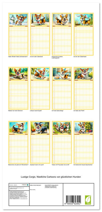 Lustige Corgis. Niedliche Cartoons von glücklichen Hunden (CALVENDO Familienplaner 2026)