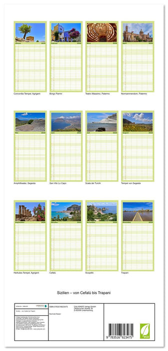 Sizilien – von Cefalù bis Trapani (CALVENDO Familienplaner 2026)