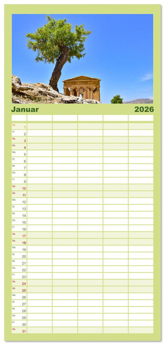 Sizilien – von Cefalù bis Trapani (CALVENDO Familienplaner 2026)