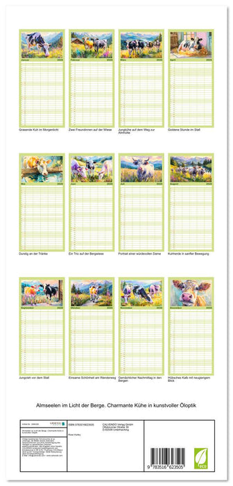 Almseelen im Licht der Berge. Charmante Kühe in kunstvoller Öloptik (CALVENDO Familienplaner 2026)