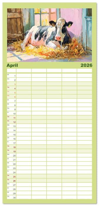 Almseelen im Licht der Berge. Charmante Kühe in kunstvoller Öloptik (CALVENDO Familienplaner 2026)