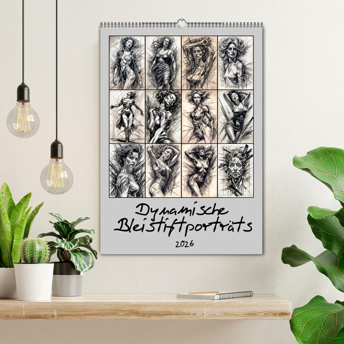 Dynamische Bleistiftporträts (CALVENDO Wandkalender 2026)