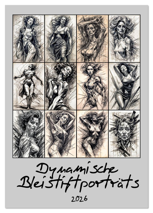 Dynamische Bleistiftporträts (CALVENDO Wandkalender 2026)