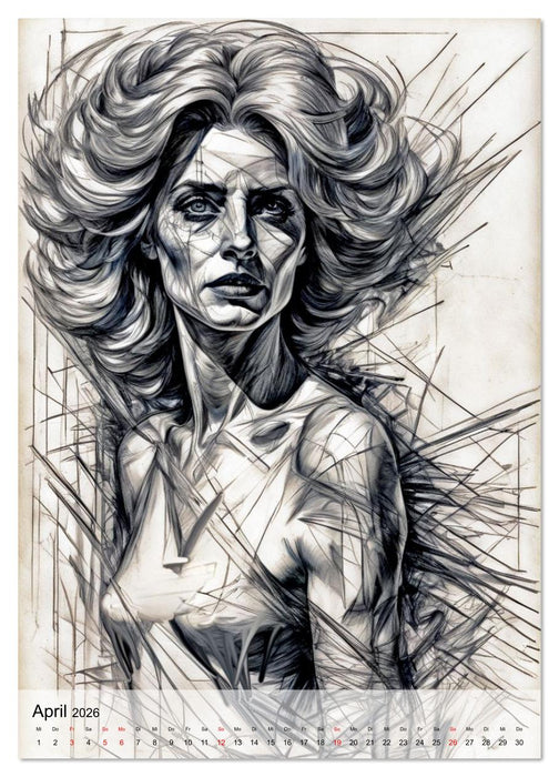 Dynamische Bleistiftporträts (CALVENDO Wandkalender 2026)