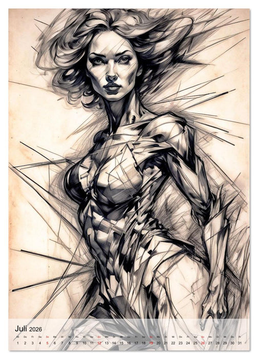 Dynamische Bleistiftporträts (CALVENDO Premium Wandkalender 2026)