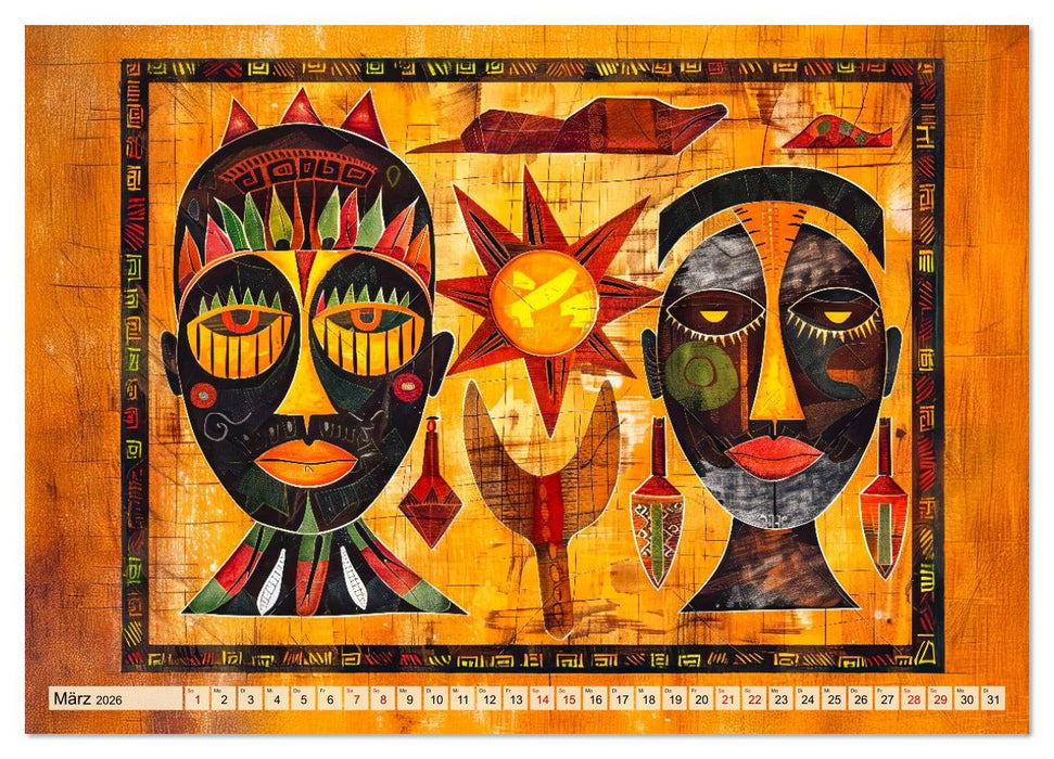 Abstraktes Afrika - Wilde Savanne in leuchtenden Farben (CALVENDO Wandkalender 2026)