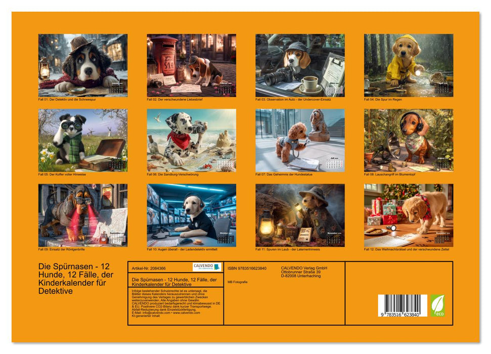 Die Spürnasen - 12 Hunde, 12 Fälle, der Kinderkalender für Detektive (CALVENDO Premium Wandkalender 2026)